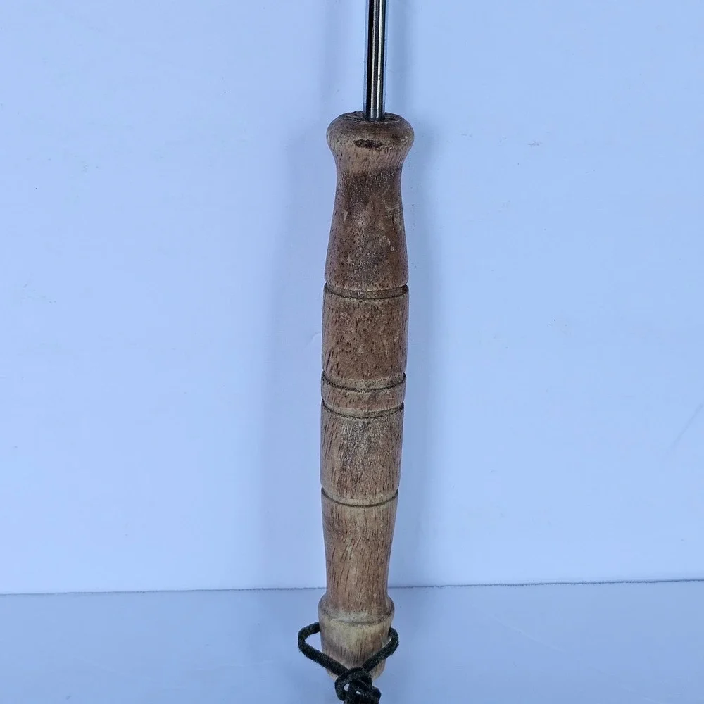 Vintage Stainless Steel Slotted Spatula Wood Handle 15 Inch Kitchen Turner Retro